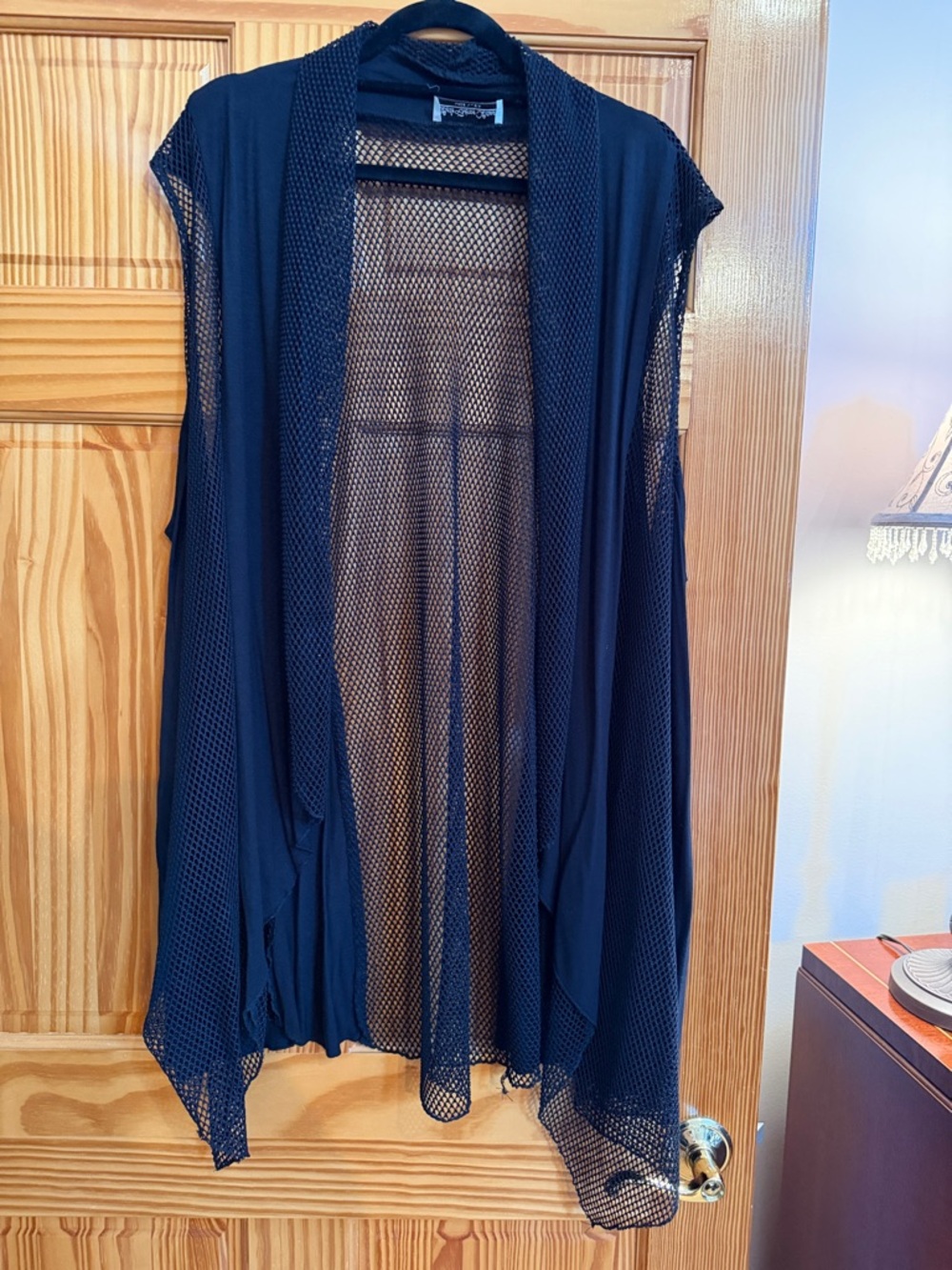 Lightweight Black Mesh Draped Vest